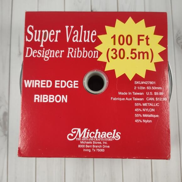 Silver Wired Ribbon 2.5 Inches Wide for Wreaths, Bows or the Tree - Picture 2 of 7